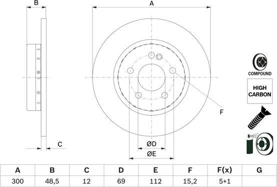 BOSCH 0 986 479 H49 - Тормозной диск autospares.lv