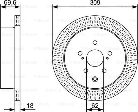 BOSCH 0 986 479 T57 - Тормозной диск autospares.lv