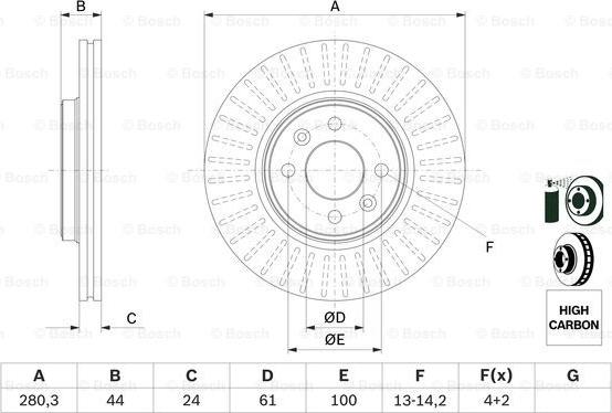 BOSCH 0 986 478 590 - Тормозной диск autospares.lv