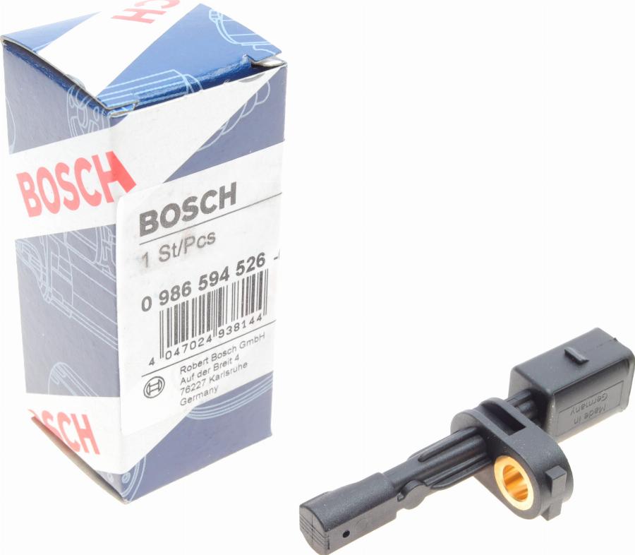 BOSCH 0 986 594 526 - Датчик ABS, частота вращения колеса autospares.lv