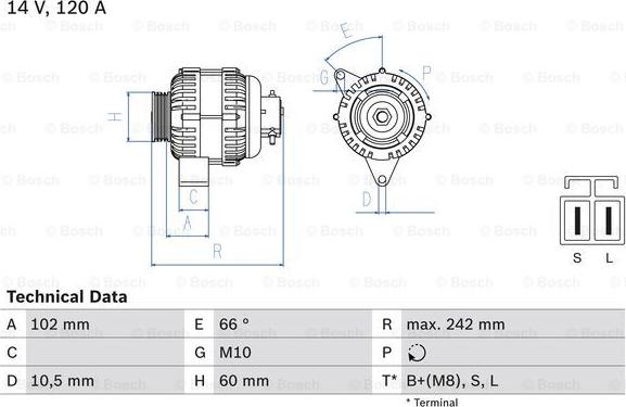 BOSCH 0 986 049 550 - Генератор autospares.lv