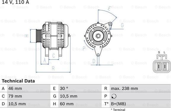 BOSCH 0 986 049 500 - Генератор autospares.lv