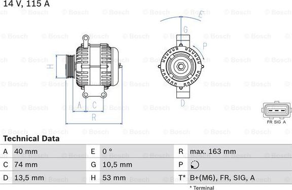 BOSCH 0 986 049 520 - Генератор autospares.lv