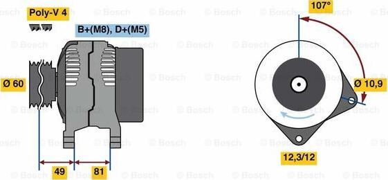 BOSCH 0 986 049 740 - Генератор autospares.lv