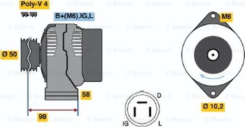 BOSCH 0 986 044 981 - Генератор autospares.lv