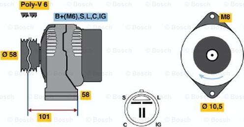 BOSCH 0 986 044 511 - Генератор autospares.lv