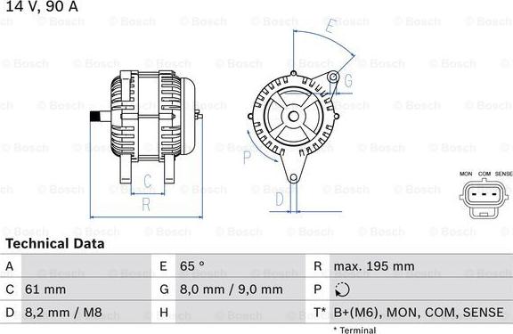 BOSCH 0 986 044 651 - Генератор autospares.lv