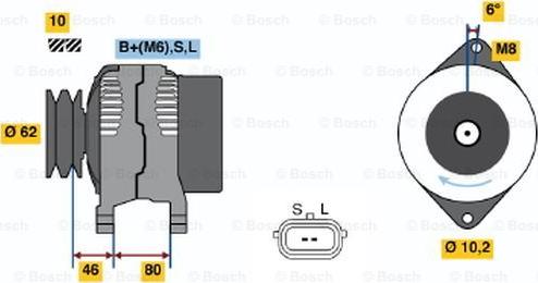 BOSCH 0 986 044 051 - Генератор autospares.lv