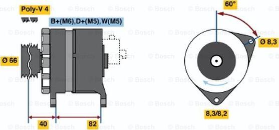 BOSCH 0 986 044 821 - Генератор autospares.lv