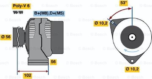 BOSCH 0 986 044 370 - Генератор autospares.lv