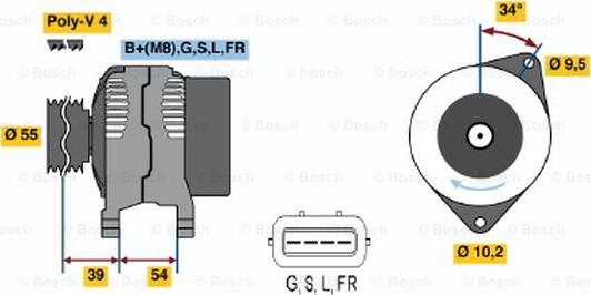 BOSCH 0 986 045 591 - Генератор autospares.lv