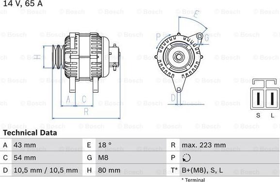 BOSCH 0 986 045 561 - Генератор autospares.lv