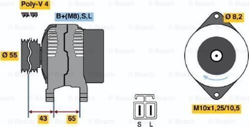 BOSCH 0 986 045 511 - Генератор autospares.lv