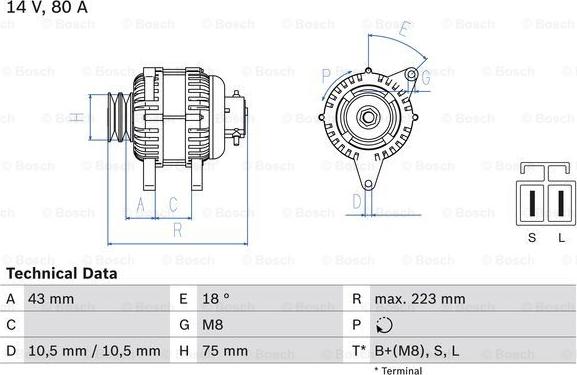 BOSCH 0 986 045 601 - Генератор autospares.lv