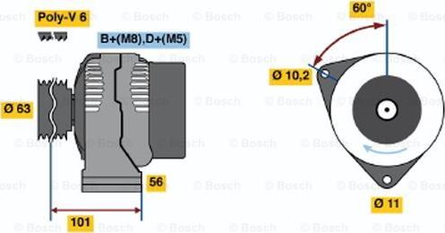 BOSCH 0 986 045 191 - Генератор autospares.lv