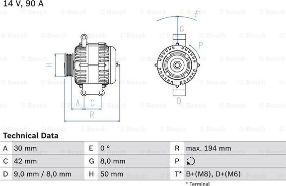 BOSCH 0 986 045 181 - Генератор autospares.lv