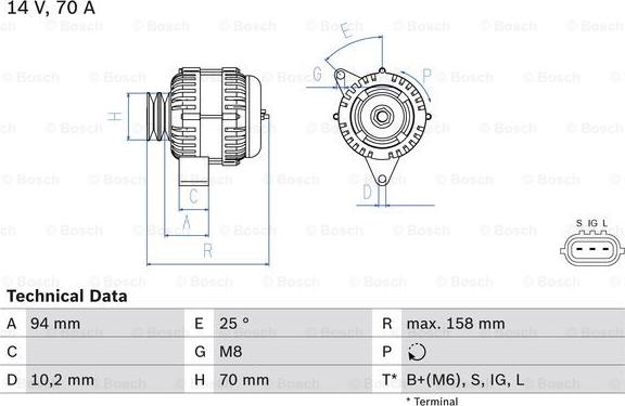 BOSCH 0 986 045 891 - Генератор autospares.lv