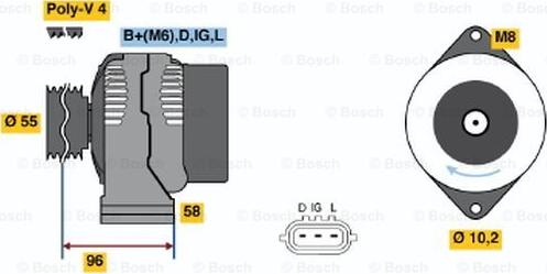 BOSCH 0 986 045 801 - Генератор autospares.lv