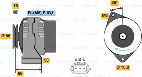 BOSCH 0 986 045 881 - Генератор autospares.lv