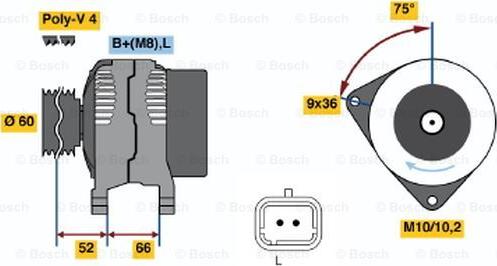 BOSCH 0 986 045 221 - Генератор autospares.lv