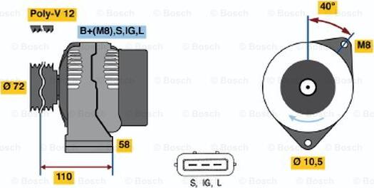 BOSCH 0 986 046 040 - Генератор autospares.lv