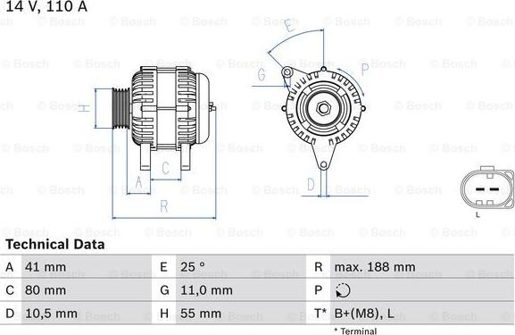 BOSCH 0 986 046 060 - Генератор autospares.lv