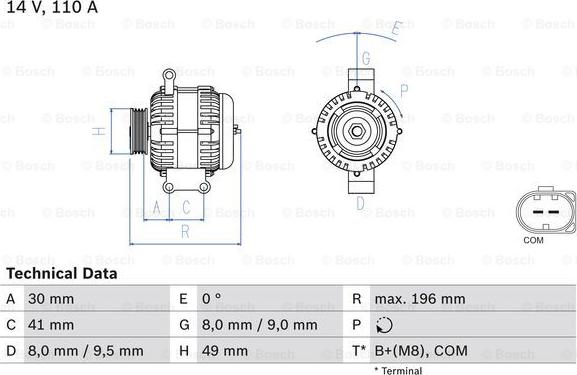 BOSCH 0 986 046 130 - Генератор autospares.lv