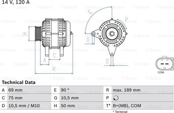 BOSCH 0 986 046 170 - Генератор autospares.lv