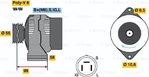 BOSCH 0 986 046 391 - Генератор autospares.lv