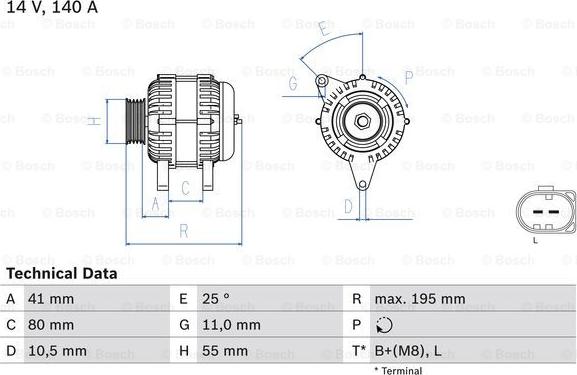 BOSCH 0 986 046 210 - Генератор autospares.lv