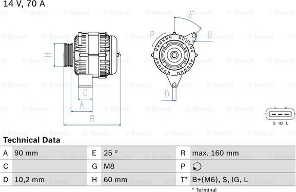 BOSCH 0 986 040 461 - Генератор autospares.lv