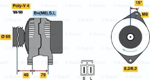 BOSCH 0 986 040 511 - Генератор autospares.lv