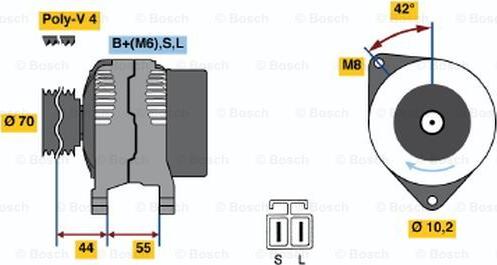 BOSCH 0 986 040 521 - Генератор autospares.lv