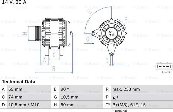 BOSCH 0 986 040 390 - Генератор autospares.lv