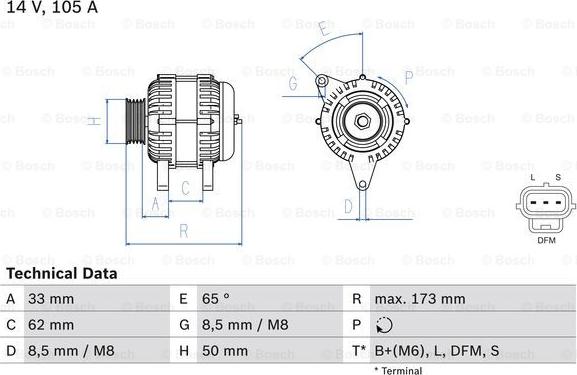 BOSCH 0 986 041 950 - Генератор autospares.lv