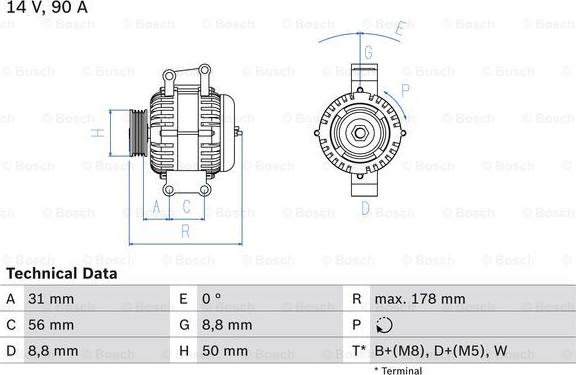 BOSCH 0 986 041 530 - Генератор autospares.lv