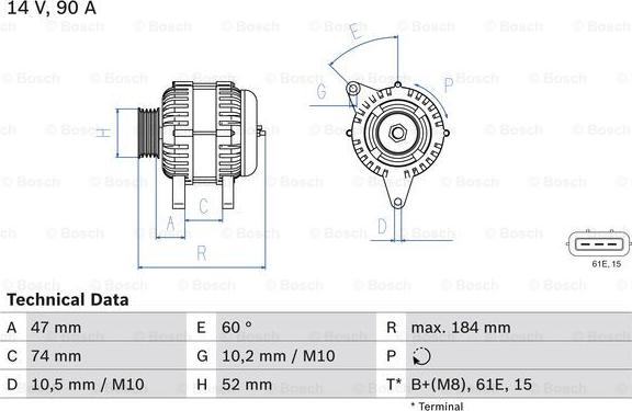 BOSCH 0 986 041 190 - Генератор autospares.lv