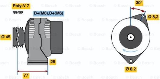 BOSCH 0 986 041 361 - Генератор autospares.lv