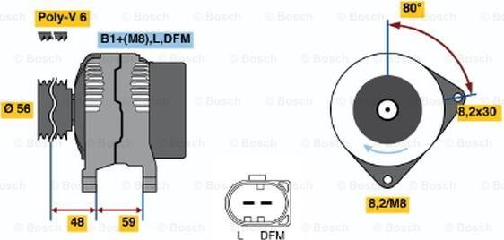 BOSCH 0 986 048 160 - Генератор autospares.lv