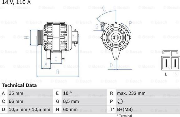 BOSCH 0 986 048 301 - Генератор autospares.lv