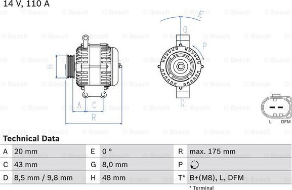 BOSCH 0 986 048 750 - Генератор autospares.lv