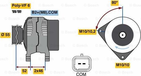 BOSCH 0 986 048 760 - Генератор autospares.lv