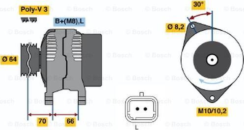 BOSCH 0 986 042 131 - Генератор autospares.lv