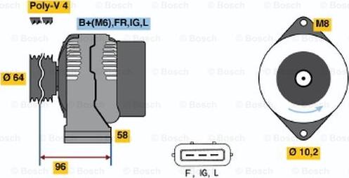 BOSCH 0 986 042 861 - Генератор autospares.lv