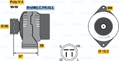 BOSCH 0 986 042 341 - Генератор autospares.lv