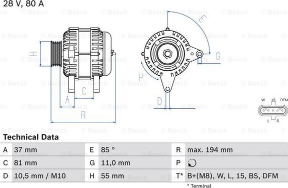 BOSCH 0 986 047 410 - Генератор autospares.lv