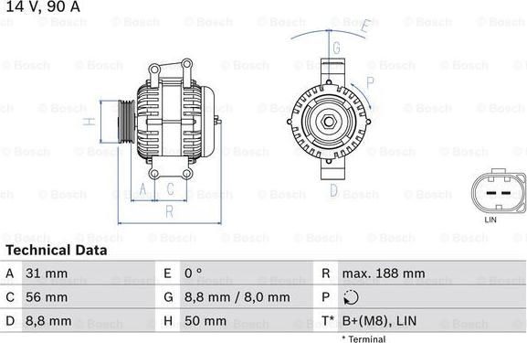 BOSCH 0 986 047 840 - Генератор autospares.lv