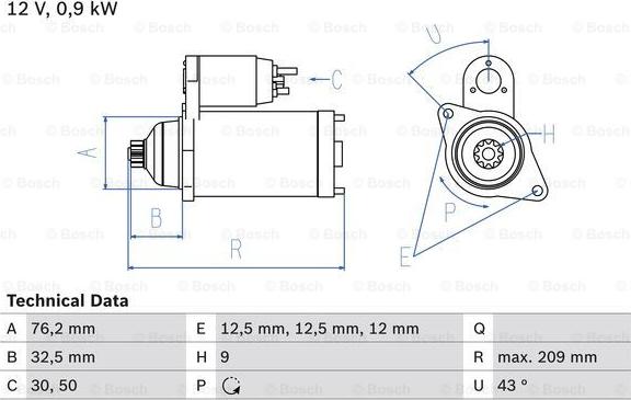 BOSCH 0 986 019 890 - Стартер autospares.lv