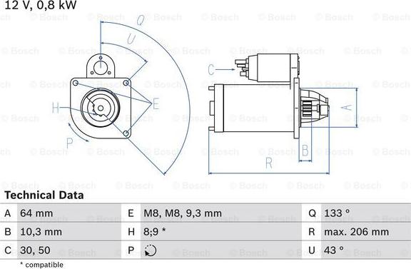 BOSCH 0 986 019 301 - Стартер autospares.lv