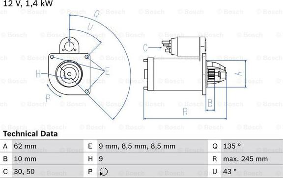 BOSCH 0 986 015 630 - Стартер autospares.lv